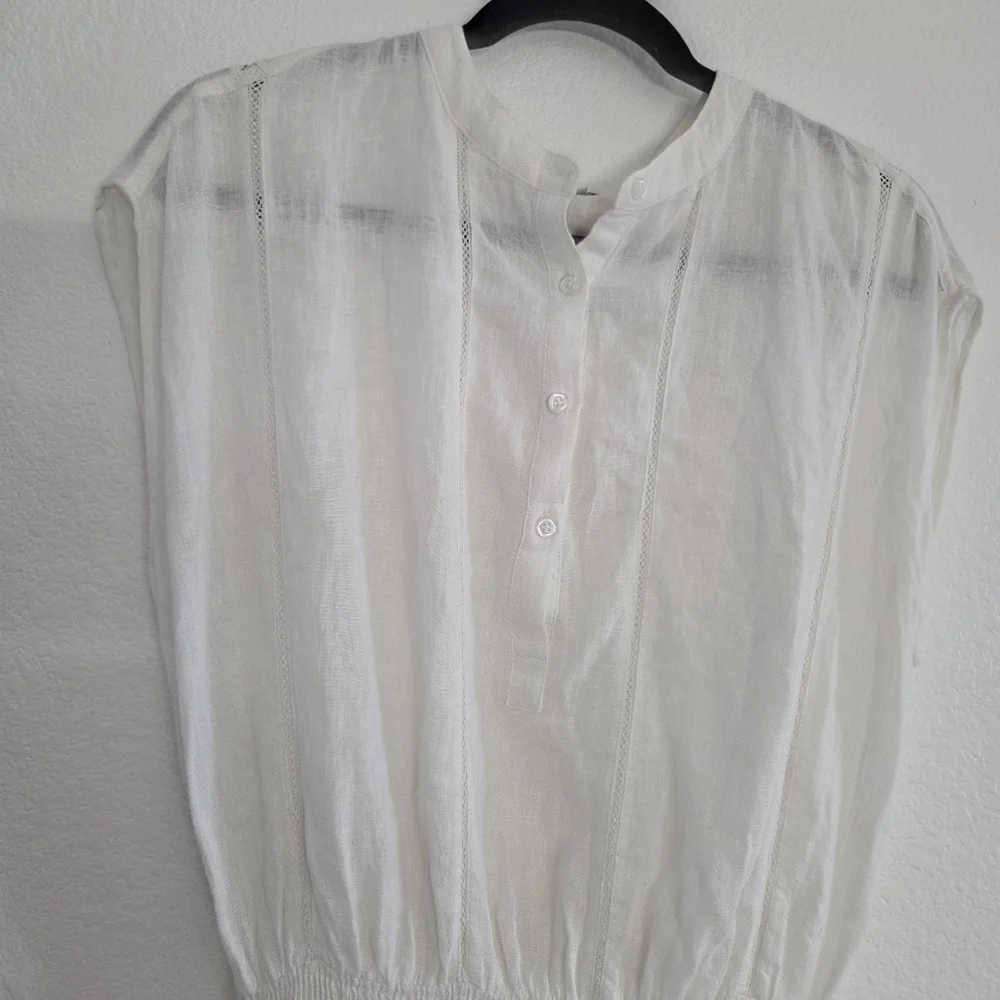Rails Angelina White Lace Detail Dress Linen Rayon Womens Size Medium - Picture 2 of 12